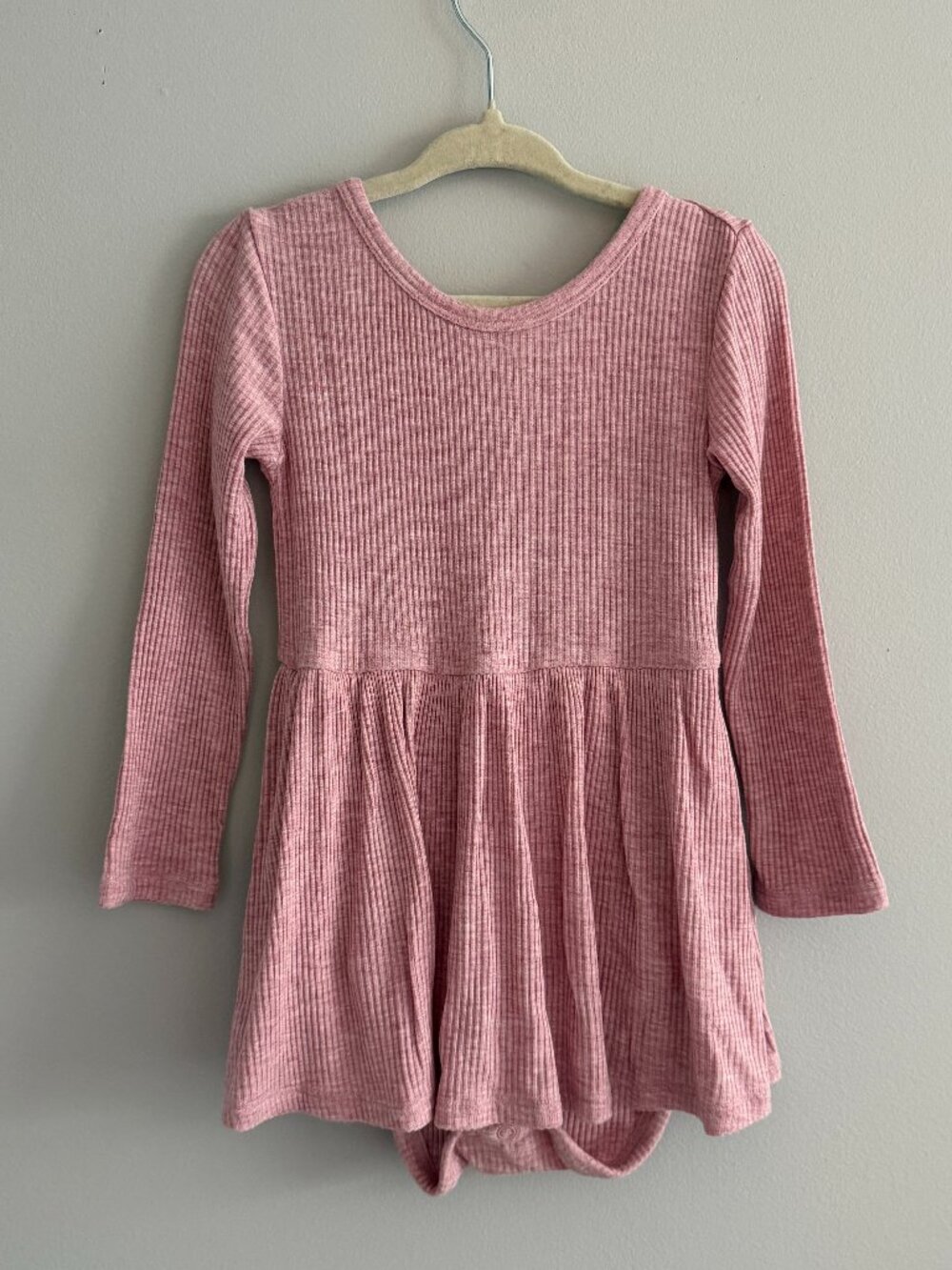Play by Little Sleepies Bamboo Pink Heather Ribbed Skater Bodysuit Dress 18-24M
